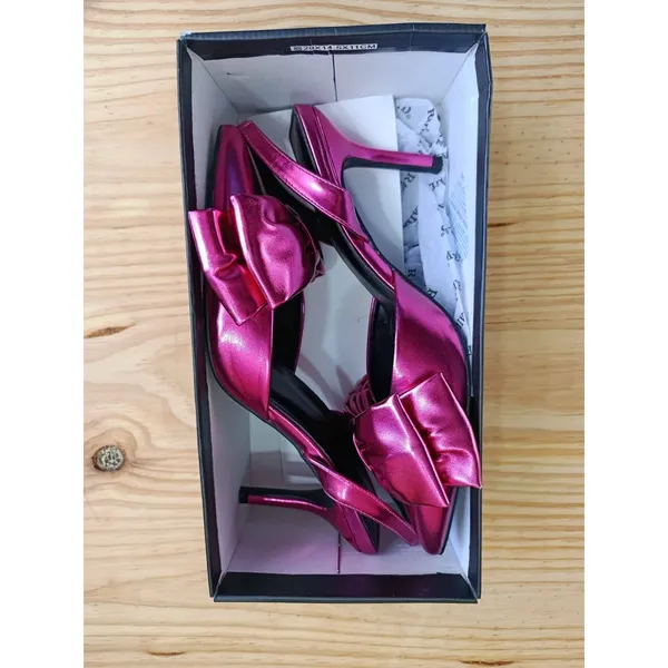 RAID Martini Metallic Pink Bow Pointed Toe Slingback Heels Shoes Size 8 US - Image 3