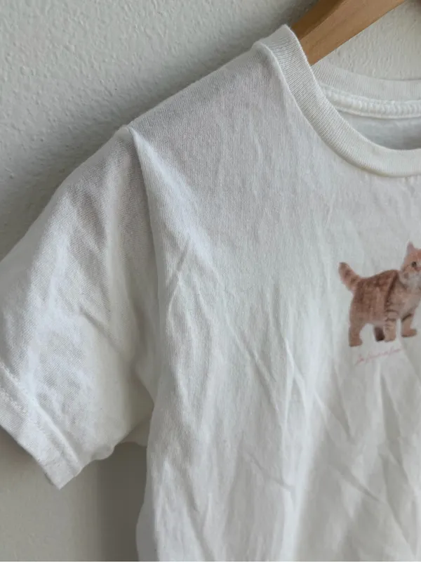 In Print We Trust White Cat Graphic Tee Size XS - Image 6