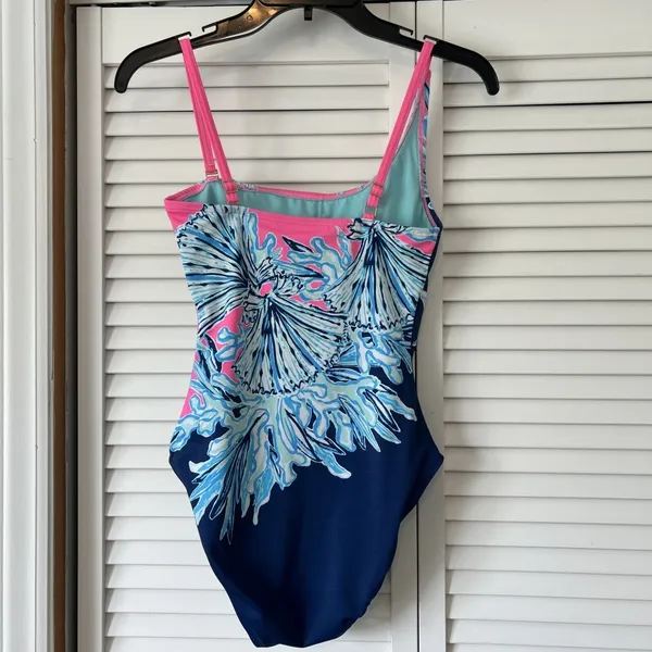 Lilly Pulitzer LaRue One Piece Swimsuit Size 0 - Deep Sea Navy Beach Neon - Image 2