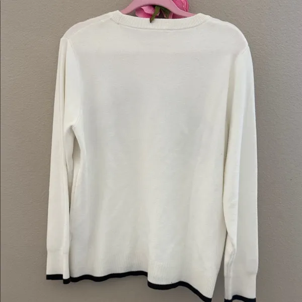 Philosophy White Crewneck Sweater with chocolate brown Horse Embroidery - Image 7