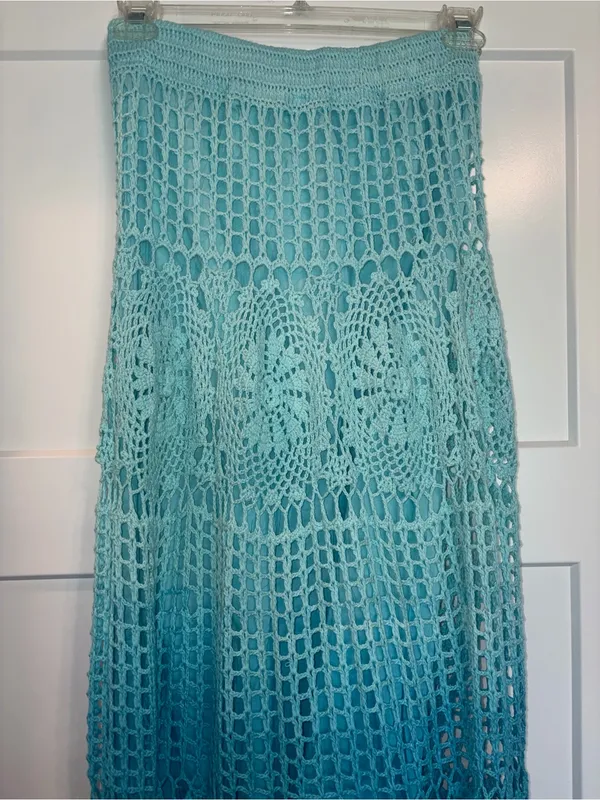 Boston Proper Ombré Crochet Maxi Skirt Aqua Small Boho Beach - Image 4