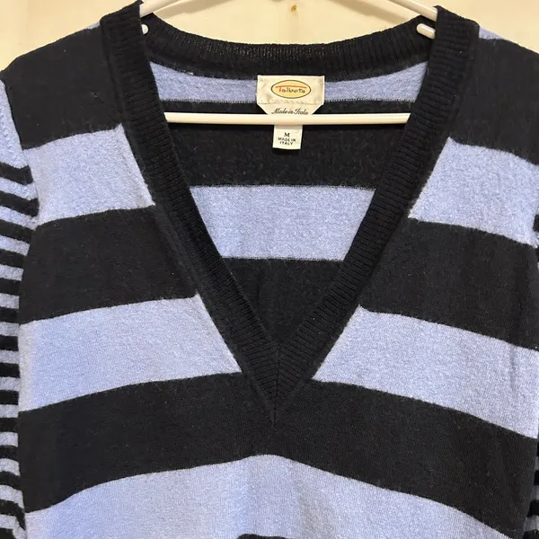 Talbots Merino Wool Striped V Neck‎ Sweater Size Medium - Image 3