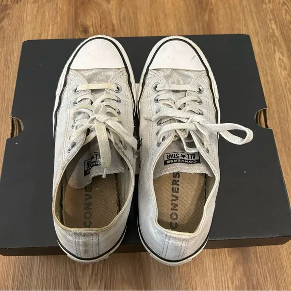 Converse all Star Chuck Taylor low top silver glitter lace up shoes sneakers 7 - Image 6