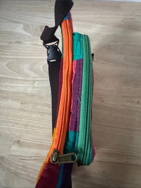 Upcyclie Colorblock Quilted Patchwork Crossbody Belt Bag - Image 6