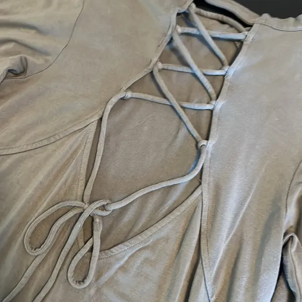 American Eagle Outfitters Green Lace Up Back Long‎ Sleeve Mini Dress Womens M - Image 6