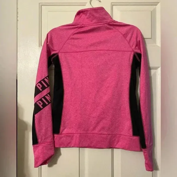 Victoria's‎ Secret Pink Ultimate 1/4 Zip Pullover Jacket Pink Black Small - Image 2