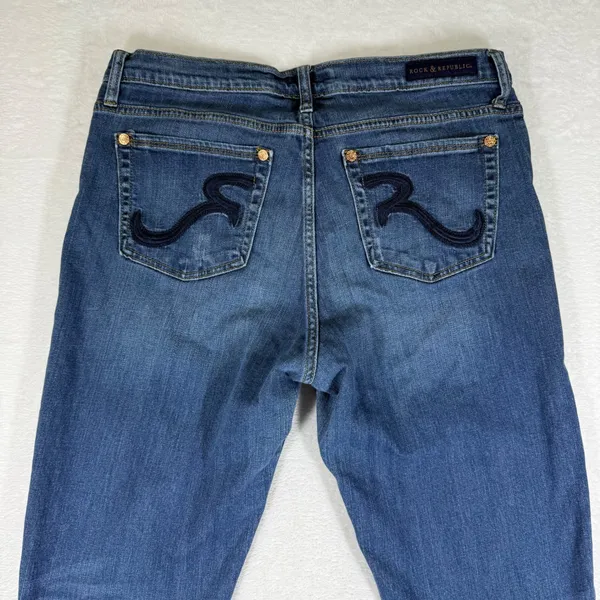 Rock & Republic Kasandra Bootcut Jeans Womens 16M Medium Wash Distressed R010315 - Image 2