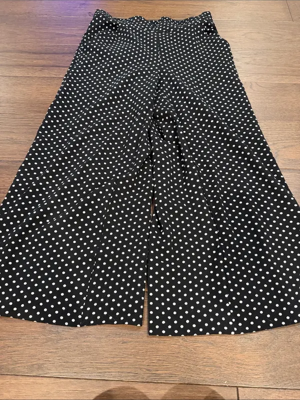 Max Studio Polka Dot Wide Leg Pants Black White Size Small - C61-113 - Image 2