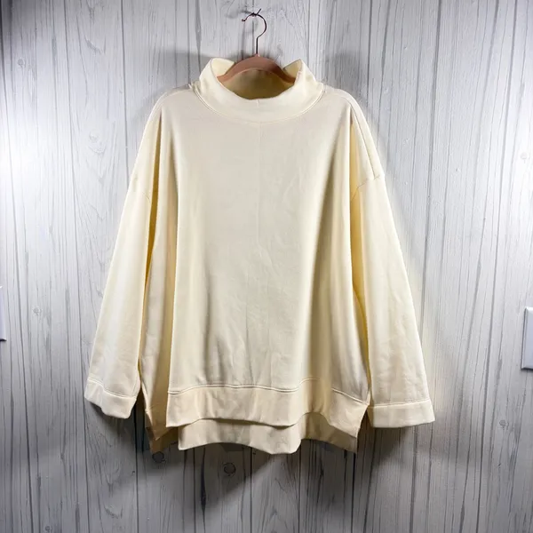 MAEVE NWOT | Anthropologie Oversized Mock Neck Sweatshirt Cream, XL - Image 2