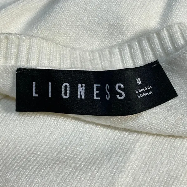 Lioness Cream Sleeveless Knit Button Down Crew Neck Cardigan Vest Top Size M - Image 4