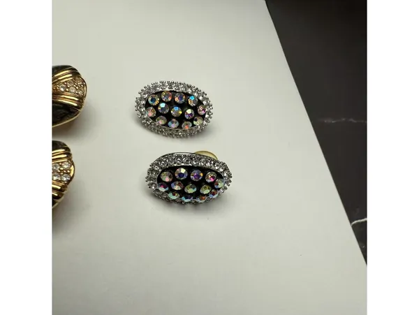 Rhinestone Stud Pierced Earrings Lot Of 2 Large Studs - Image 2