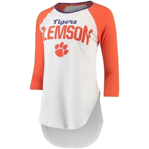 Three Ships Women's Size Medium Quinn Shirt Raglan Sleeve Clemson Tigers White - Image 2