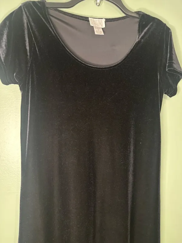 Cassini Black Velvet Maxi Dress Size M Side Slits Witchy Whimsigoth Dark Fairy - Image 2
