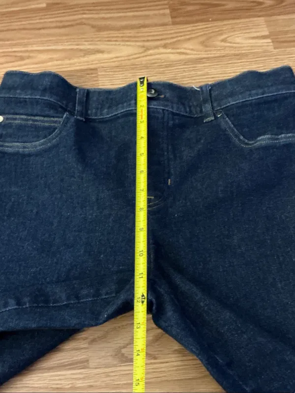 SPANX Dark Blue Flare Jeans with Frayed Hem Size Large - Image 7