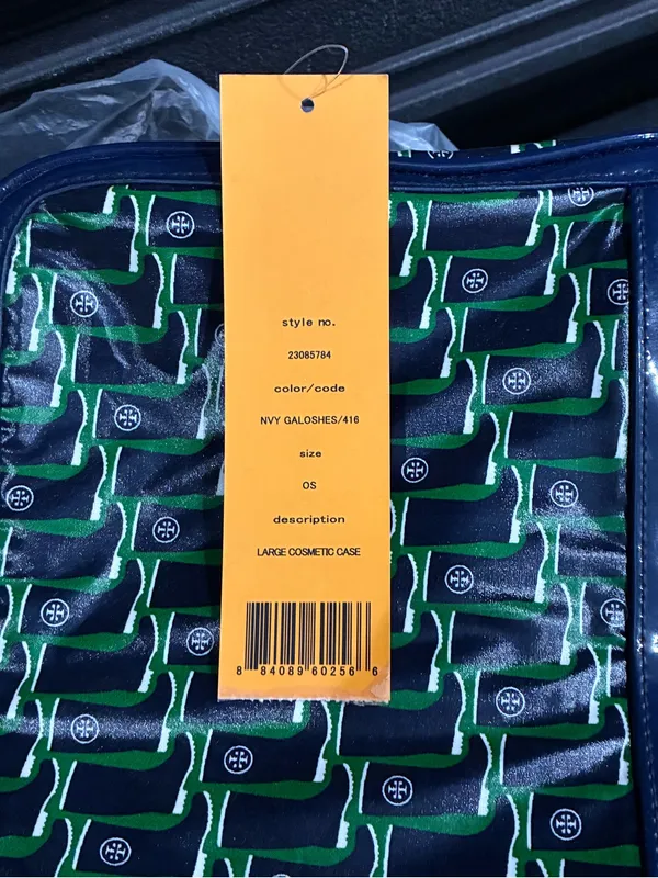 Tory Burch Rain Boot Large Cosmetic Case Bag Navy Galoshes 416 Blue Green NWT - Image 13