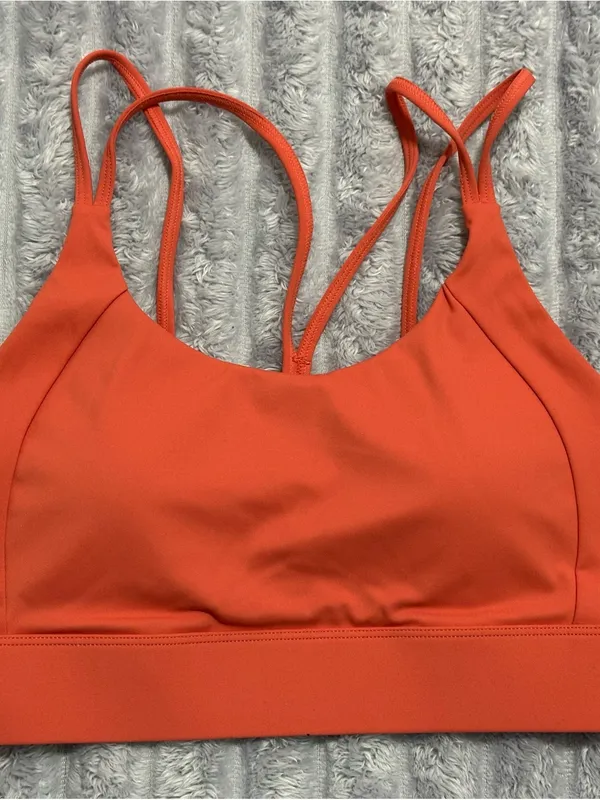 Coral Strappy Back Sports Bra with Hook Closure — Size M — NWOT - Image 3