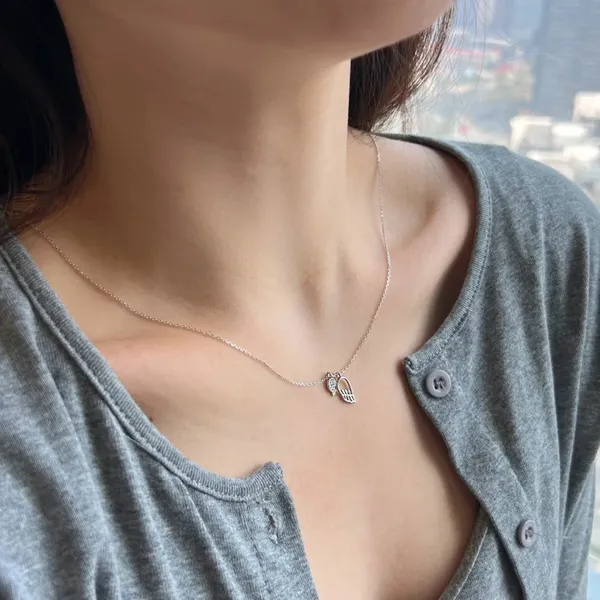 925 Sterling silver angel wings necklace minimalist - Image 2