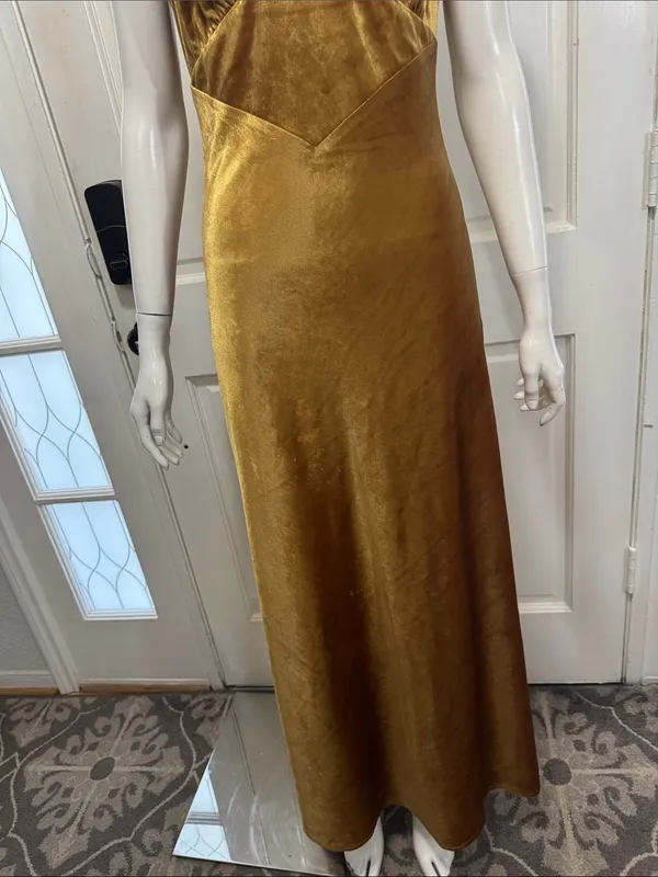Bardot Capri Marigold Velvet Slip Dress Spaghetti Straps Women's Dress Sz S A3 - Image 5