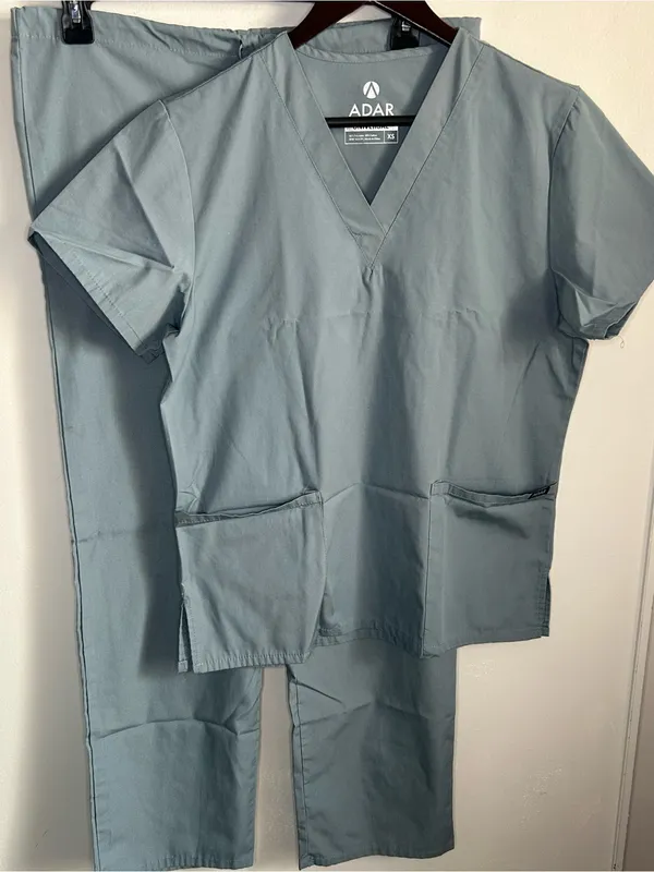 Preloved Adar Universal Scrub Top and Pants Uniform Set Gray Size XS - Image 12