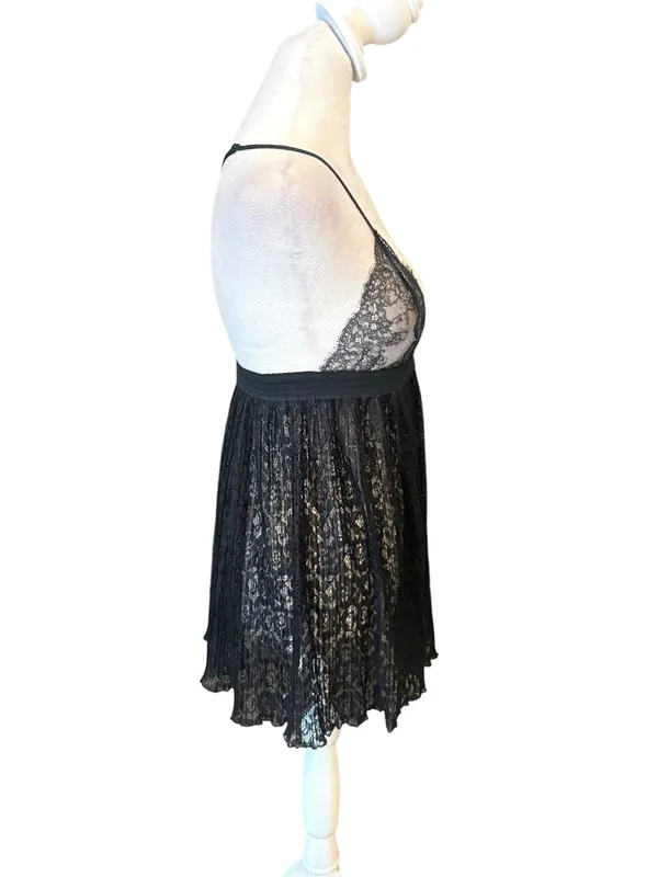Victorias Secret Black Lace Floral Baby Doll Lingerie Slip Dress Womens Med NWOT - Image 3