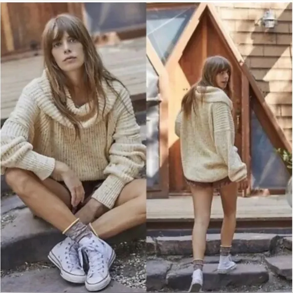 FREE PEOPLE Leo Tunic Sweater XS‎ $168 Retail Oversized Yellow Multicolored NWOT - Image 3