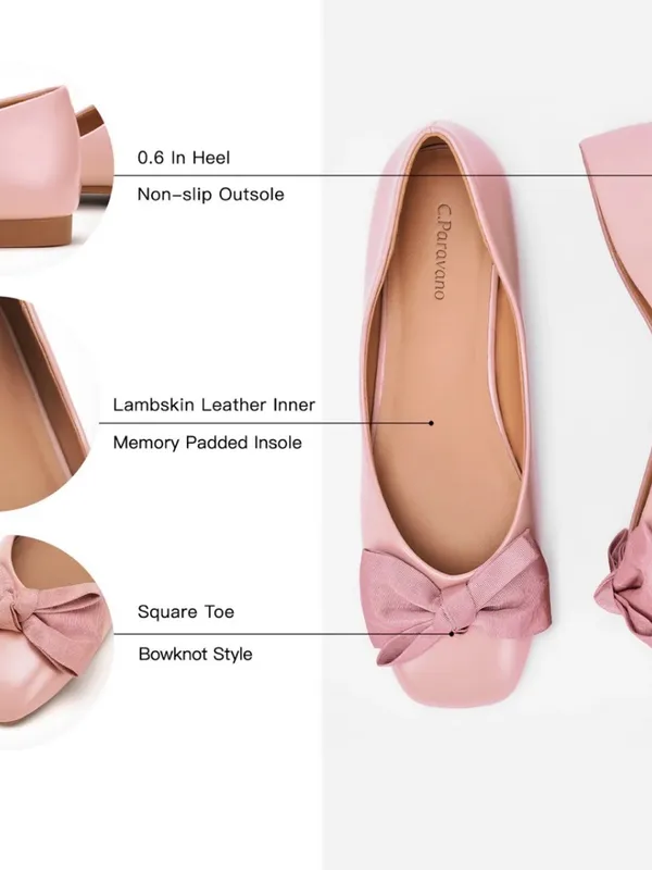 C. Paravano Bow Ballerina Flats (Eva) Pink Size 6 - Image 3
