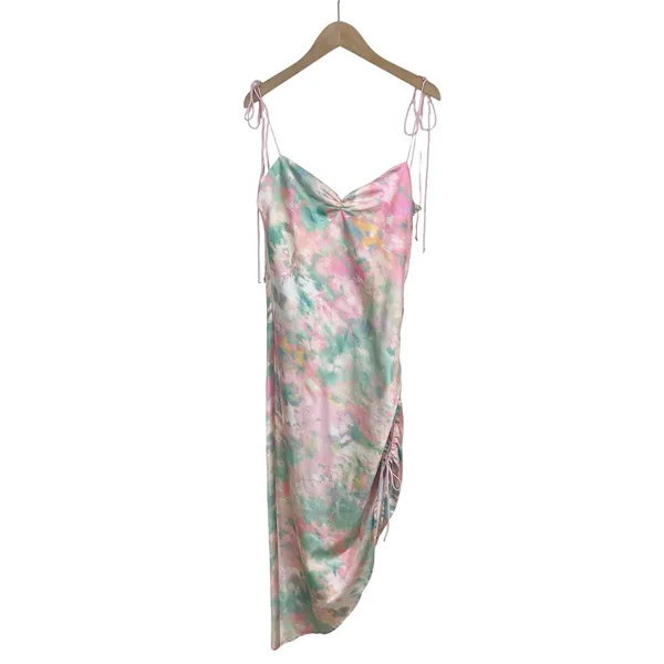 For Love & Lemons Call Me Tie Dye Colorful Pastel Open Back Midi Dress Small - Image 3