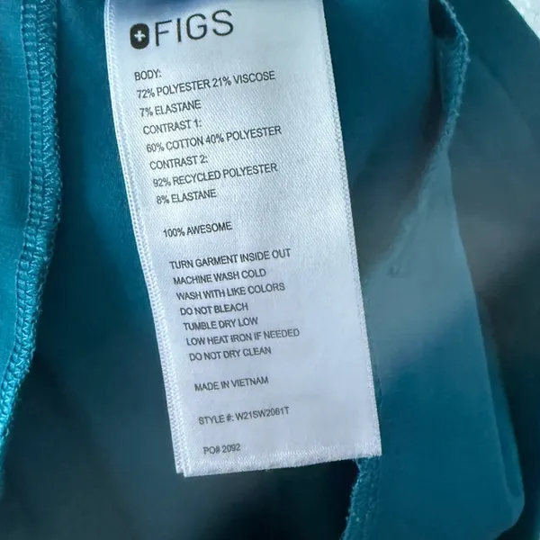 FIGS Teal Jogger Scrub Pants Womens Elastic Waist Drawstring Pockets Small Nurse - Image 6