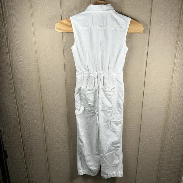 Madewell Denim Sleeveless Carpenter Jumpsuit Womens Size Small White 100% Cotton - Image 4