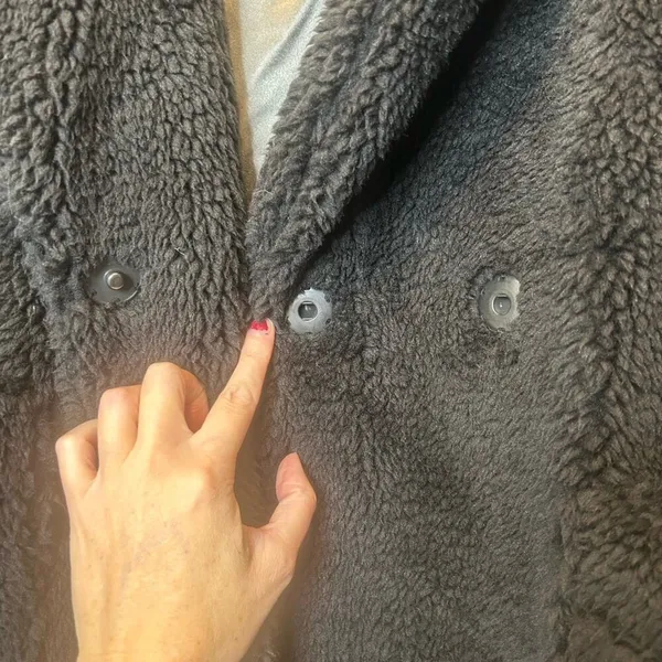 UGG Alesandra Faux Fur Wrap Coat Black Pockets Tie Waist Long Trench L / XL NWT - Image 4