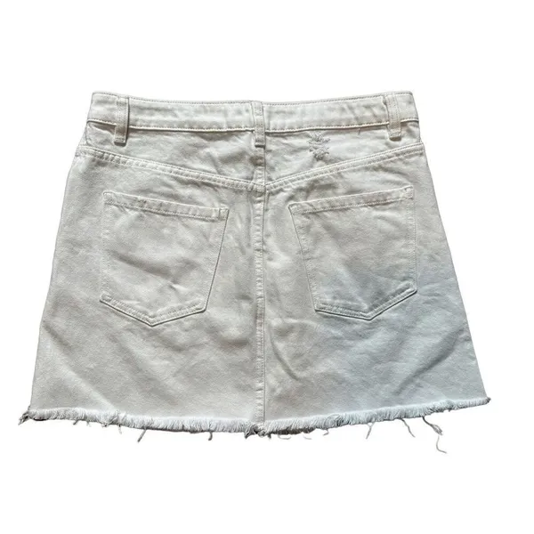 We The Free "Zip it‎ Up" White Ripped Denim Skirt by Free People Sz 29 - Image 3