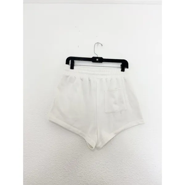 For Love & Lemons Cream Sweat Shorts Size Medium Embroidery Comfort Loungewear - Image 12