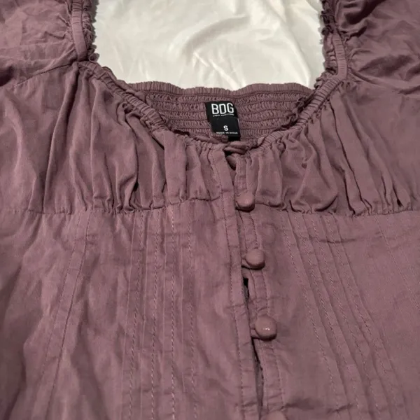BDG Urban Outfitters Mauve Brown Puff Sleeve Button Front Mini Dress Size Small - Image 6