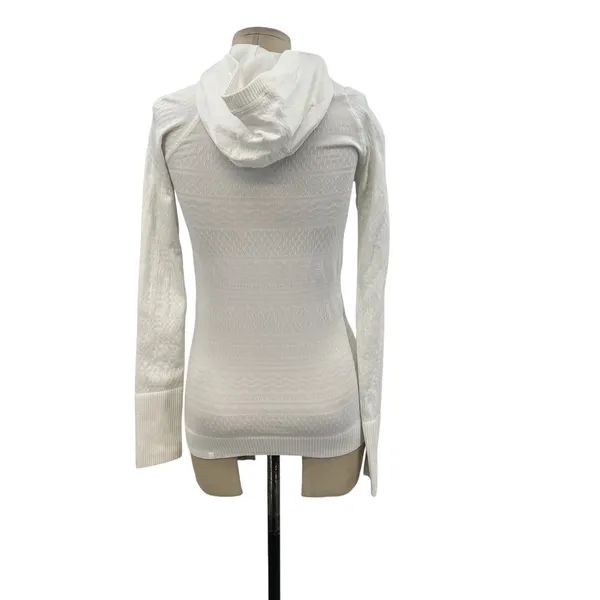 Lululemon Rest Less Hoodie‎ Long Sleeve Seamless Stretch Textured White Size 2 - Image 8