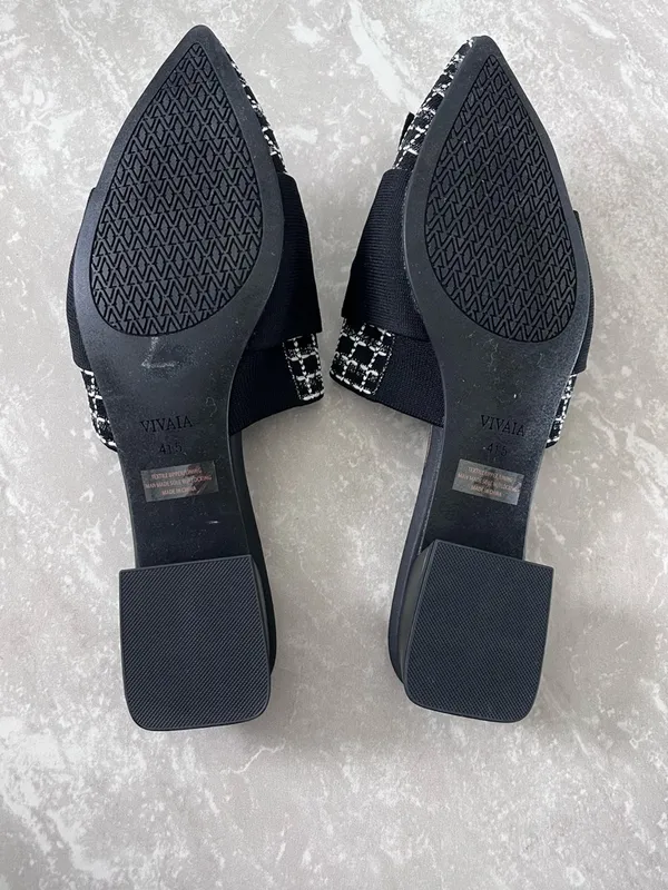 VIVAIA Black and White Mules- Size 41.5 - Image 6
