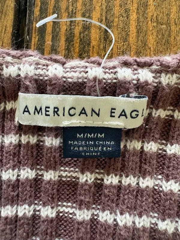 American Eagle Outfitters Brown Striped Crochet Trim Tank - Image 5