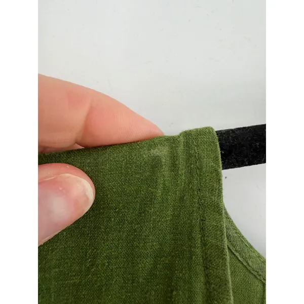 Thinking Mu‎ Fresia Dress Women's L Green Hemp Tencel Tiered Midi Lagenlook Boho - Image 6