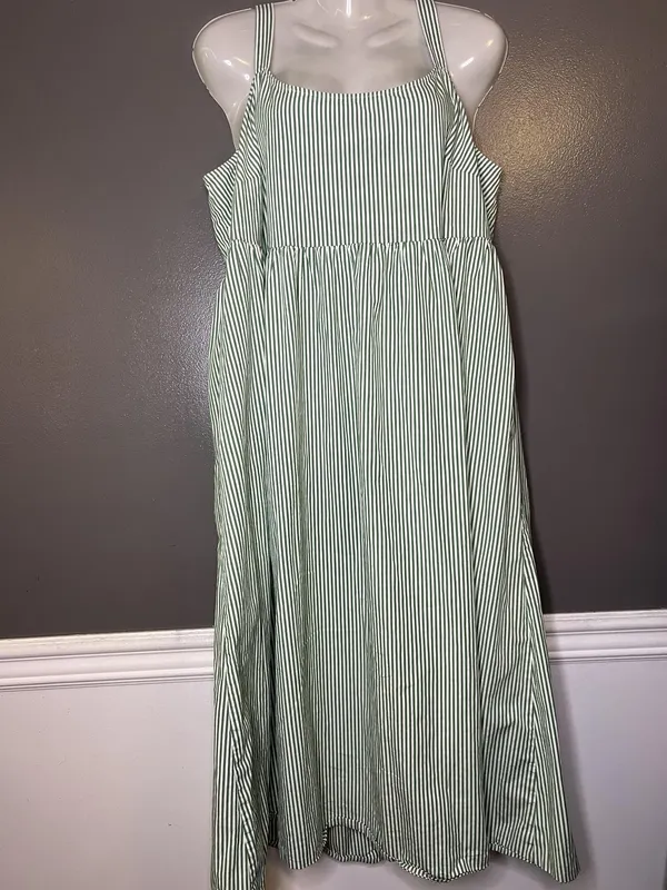Ava & Viv Dress Womens XXL Green Square Neck Trapeze Midi Sundress Pockets - Image 2
