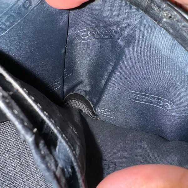 Coach Double Snap Wallet Black Canvas‎ Leather C - Image 5