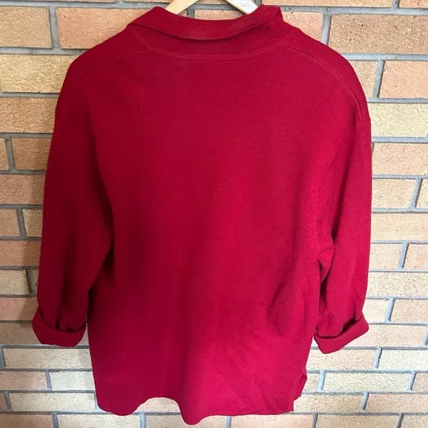 Vintage Talbot’s 100% Merino Wool Red Cardigan Gold Button Down Size Large - Image 3