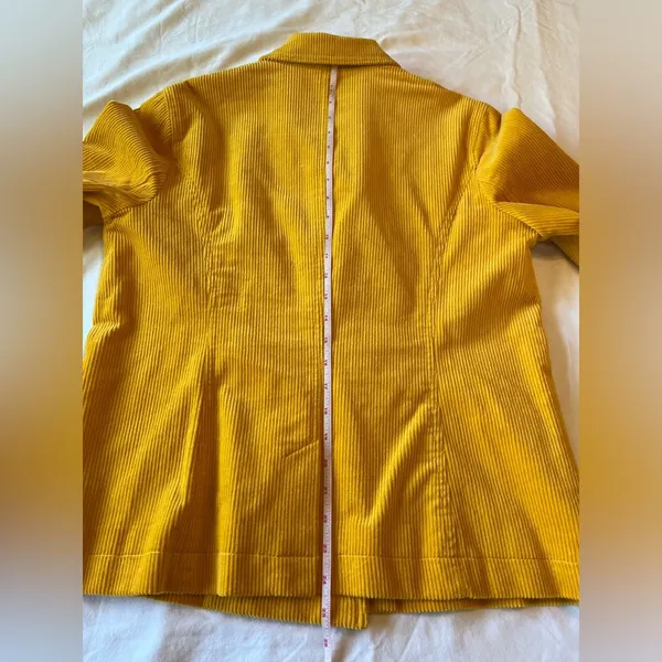 Liz Claiborne Yellow Corduroy Double Breasted Pea Coat Jacket Size L EUC - Image 7