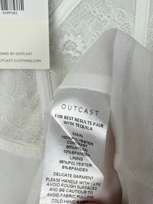 New Outcast Tyanna white mini dress lace sheer size medium FLAW - Image 6