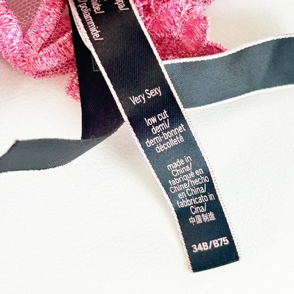 Victoria's Secret Womens Pink Floral‎ Embroidered Strappy Very Sexy Demi Bra 34B - Image 8