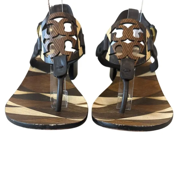 Tory Burch Miller‎ Block Heel Sandals Geometric Print 7.5 - Image 2