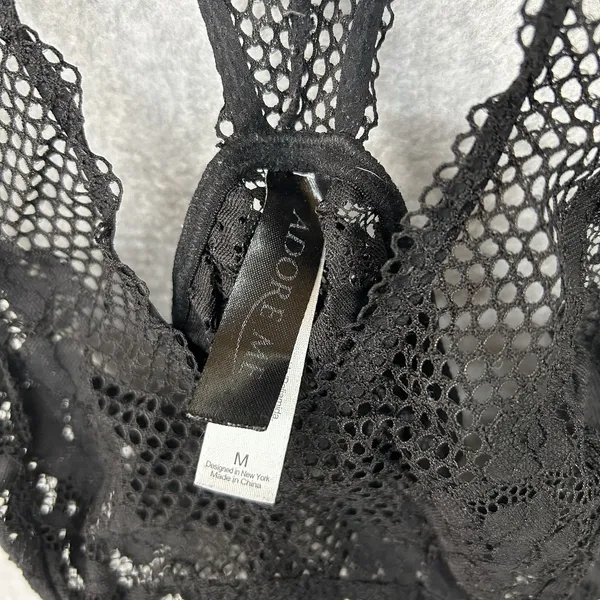Adore Me Size M Womens Black Lace Wireless Unpadded Bralette 6K - Image 4