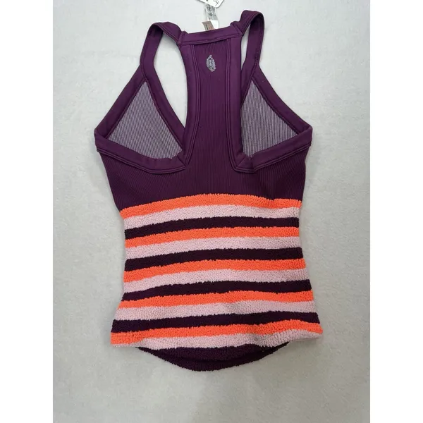 Free People Movement Women's All Clear V Neck Striped Cami Mulberry Size XL NWT - Image 4
