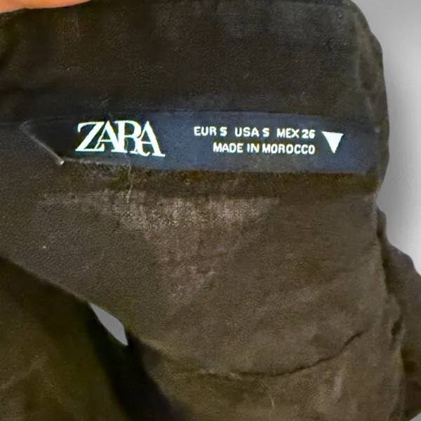 Zara Linen Black Wraparound Cropped Top - Image 4