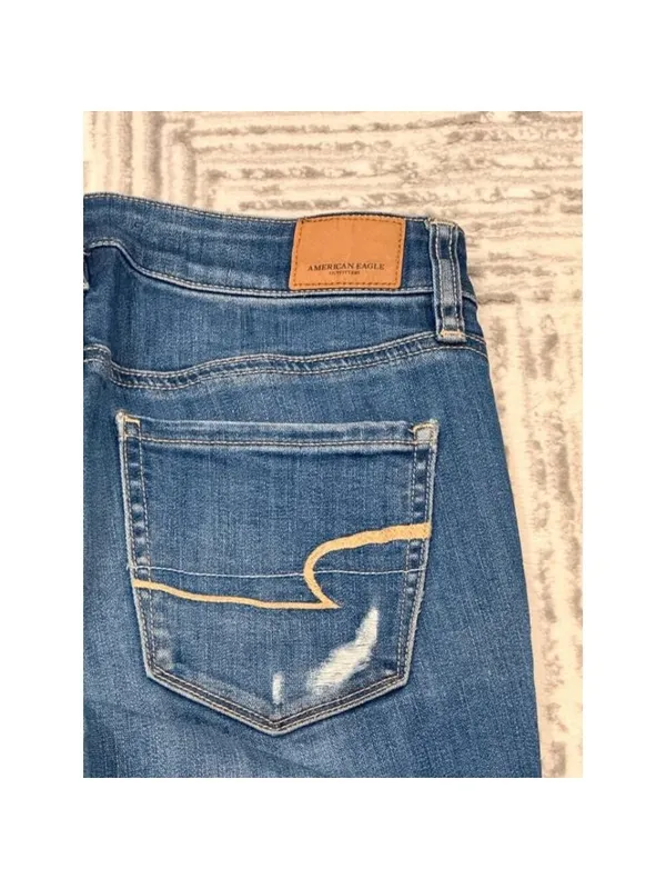 American Eagle Outfitters women's size 4 blue distressed Hi-Rise Jegging Jeans - Image 6