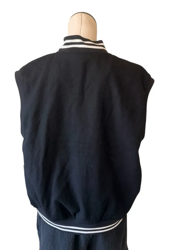 NWT Vans Off The Wall Varsity Letterman Vest Wool Blend Black SZ-M - Image 3