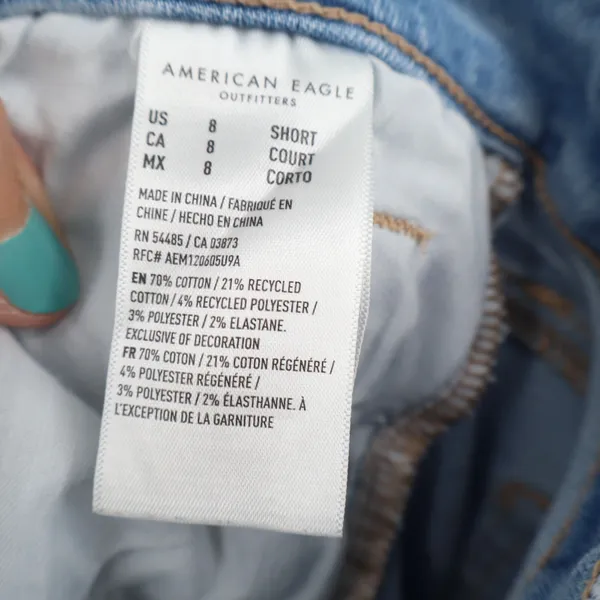 American Eagle Outfitters Jeans Womens 8 Blue Denim Next Level Stretch Raw Hem - Image 4